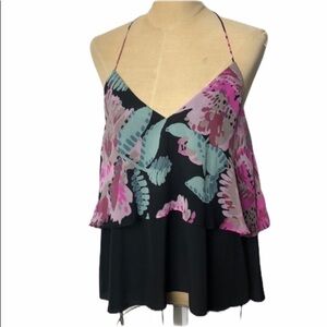 NWT Elizabeth and James silk floral Layered swing top SZ S Reg $255